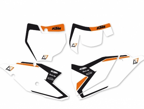 Startnummerfelder Aufkleber-Set von Black Bird Racing passend für KTM EXC / SX-SX-F, alle Modelle,