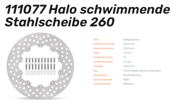 Moto-Master Bremsscheibe Halo-Serie Stahl passend für BMW - 111077
