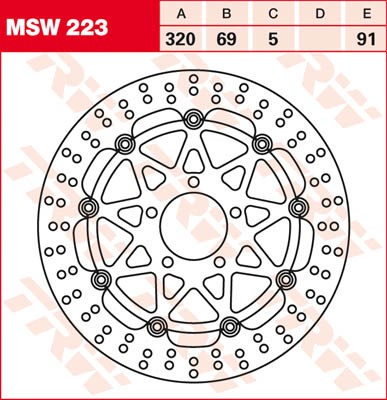 TRW Lucas Bremsscheibe schwimmend vorn MSW 223 mit ABE passend für Suzuki GSXR 1300 Hayabusa Bj. 99-
