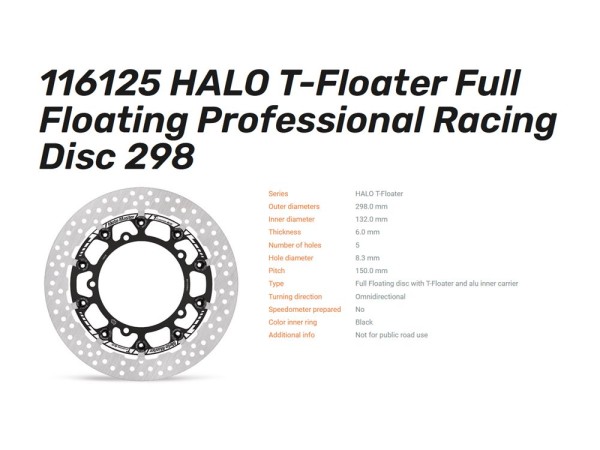 Moto-Master Bremsscheibe Halo T-Floater 6.0 vorn passend für Yamaha MT09 MT07 Tracer XSR - 116125