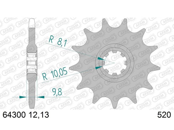 Kettenritzel 12 13 Zähne - (520) passend für Husqvarna CR 125 250 390 (Bj.77-79)