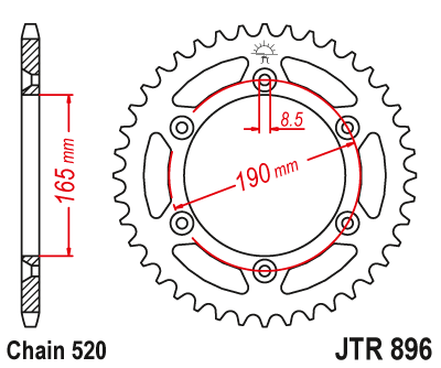 Kettenrad Aluminium 45 bis 54 Zähne (520) passend für KTM