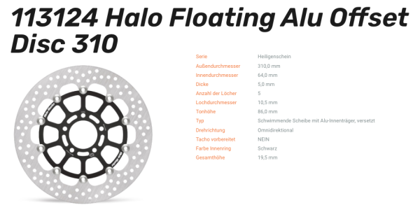 Moto-Master Bremsscheibe Floating-Alu Offset Halo-Serie passend für Suzuki - 113124