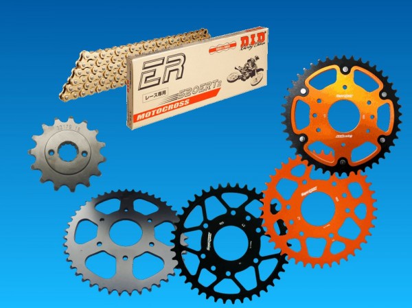 DID Kettensatz passend für KTM Duke 390 ABS Bj 13 bis 24 mit DID520 diverse Kette