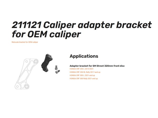 Moto-Master Supermoto Adapter für OEM Bremszange passend für Honda CRF 250 L / CRF 300 L - 211121