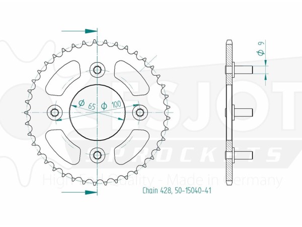 Kettenrad Stahl 41 49 Zähne (428) passend für Sym Husky 125 / Wolf 125 N Ni