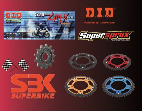 DID Superbike Kettensatz SBK passend für Suzuki GSX-S 750 / Z (Bj.17-) DID 520ZVM-X Kette