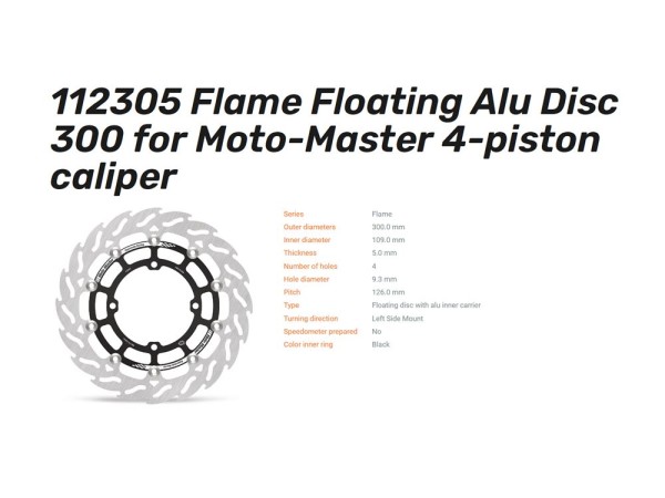 Moto-Master Bremsscheibe Flame Floating Racing 300 passend für Kawasaki KLX KX - 112305