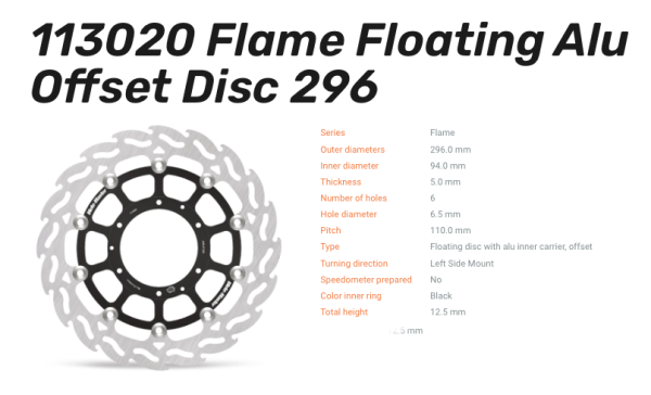 Moto-Master Bremsscheibe Flame Floating-Alu Disc Offset vorne passend für Honda - 113020