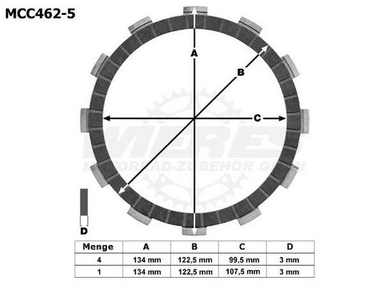 TRW Lucas Kupplungslamellenset (5 st.) passend für Yamaha WR125R/X YZF-R125 MCC462-5 / MCC 462-5