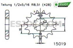Kettenritzel CNC 13 bis 20 Zähne (428) passend auf MuZ / Kawasaki Z125 / Ninja / Hercules / Sachs on