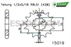 Kettenritzel CNC 13 bis 20 Zähne (428)