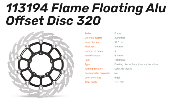 Moto-Master Bremsscheibe Floating-Alu Offset Halo-Serie passend für Honda - 113194
