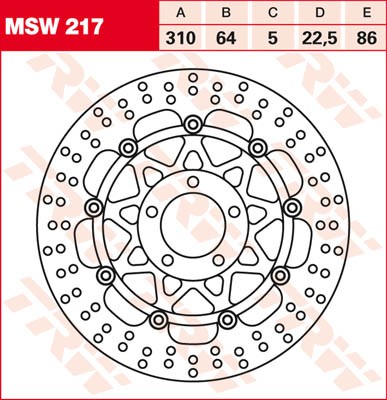 TRW Lucas Bremsscheibe schwimmend vorn MSW 217 mit ABE passend für Suzuki GSXR 1100 (K - N) Bj. 89-9
