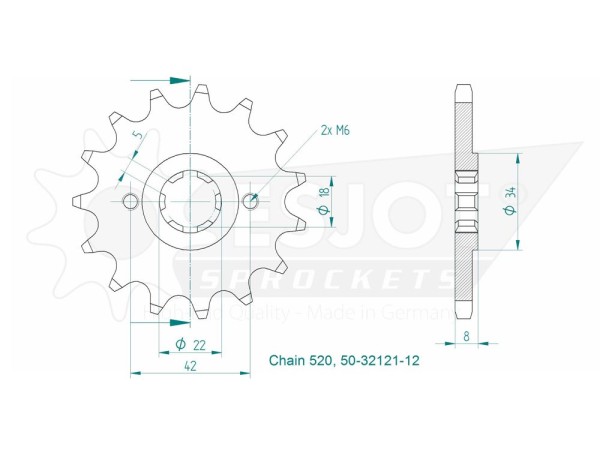 Ritzel 11 12 13 14 15 Zähne (520) passend für Suzuki / Yamaha
