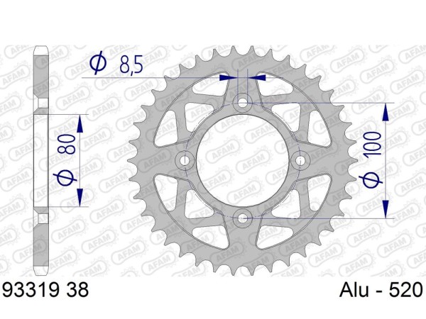 Kettenrad Aluminium 38 Zähne - (520) passend für Scorpa SY 250