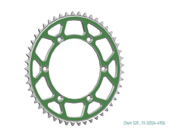 Kettenrad Alu mit Schlammnut 39 bis 53 Zähne (520) passend für Kawasaki KDX / KLX / KX