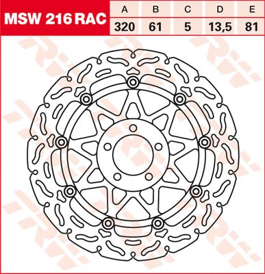 TRW Lucas Racing Bremsscheibe schwimmend vorn MSW 216 RAC mit ABE passend für Kawasaki ZXR 750 Bj. 9