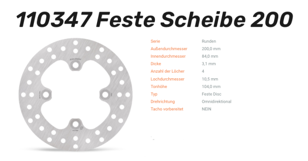 Moto-Master Bremsscheibe Round Disc-Serie vorne passend für Kawasaki - 110347