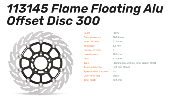 Moto-Master Bremsscheibe Floating-Alu Offset Racing-Serie Flame passend für Kawasaki - 113145