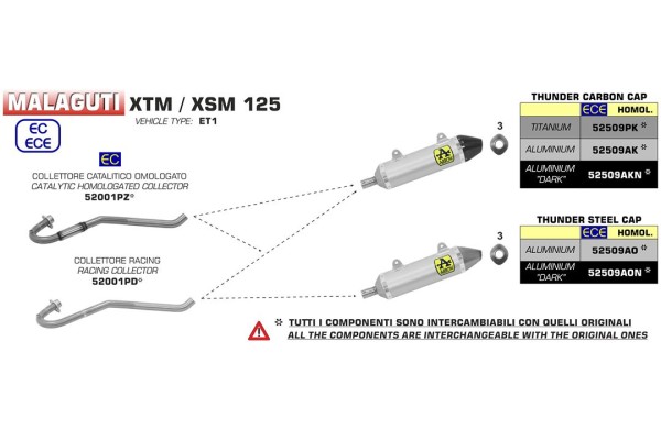 ARROW Thunder - Endschalldämpfer Aprilia RX/SX125 / Malaguti XSM/XTM125 / UM DSR125EX; Bj: 18-20
