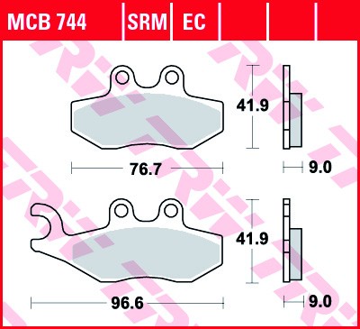 Bremsbelag vorn passend für Piaggio Vespa GTS 125 / GTS 300 i.e / Super TRW MCB744