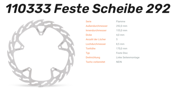 Moto-Master Bremsscheibe Flame-Serie vorne passend für Yamaha - 110333