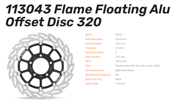 Moto-Master Bremsscheibe Flame Floating-Alu Disc Offset vorne passend für Triumph - 113043