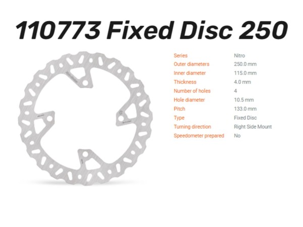 Moto-Master Bremsscheibe Nitro hinten passend für Bimota BX 450 / Kawasaki KX 250 / 450 - 110773