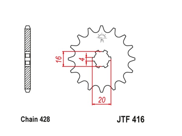 Kettenritzel 13 bis 15 Zähne (428) passend für Suzuki RM, TS, GT / Yamaha YZ, TY, RD, RS, DT