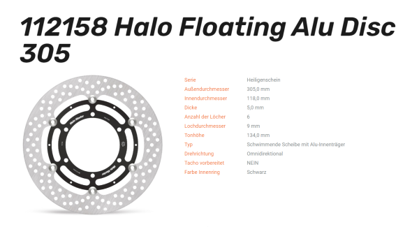 Moto-Master Bremsscheibe Flame Floating Alu-Disc vorne passend für BMW - 112158