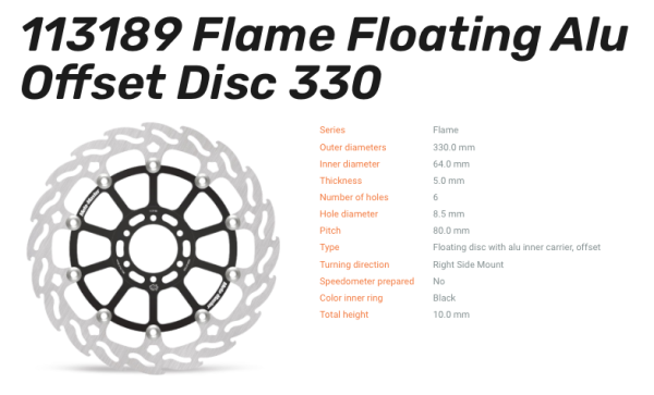 Moto-Master Bremsscheibe Flame Floating-Alu Disc Offset vorne passend für Aprilia - 113189