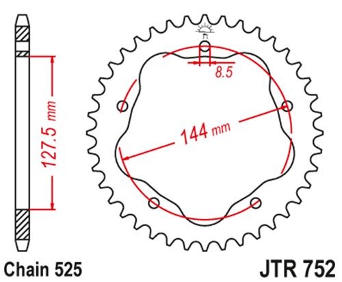 Kettenrad Stahl passend für Ducati 36 bis 45 Zähne (525) für Adapter von JT JTA750B