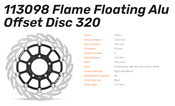Moto-Master Bremsscheibe Flame Floating-Alu Disc Offset vorne passend für Triumph - 113098