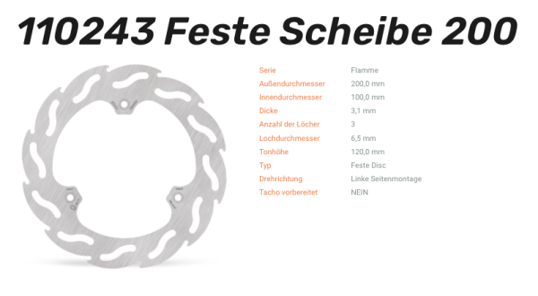 Moto-Master Bremsscheibe Flame-Serie vorne passend für Suzuki - 110243