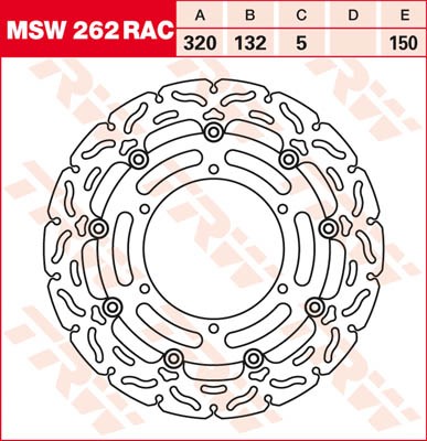 TRW Lucas Racing Bremsscheibe schwimmend vorn MSW 262 RAC mit ABE passend für Yamaha YZF 750 R 7 Bj.