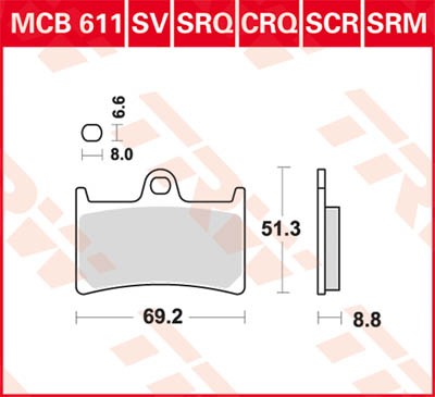 MCB611SCR, MCB 611SCR Lucas Rennsportbremsbelag Sinter-Carbon-Race MCB611SCR
