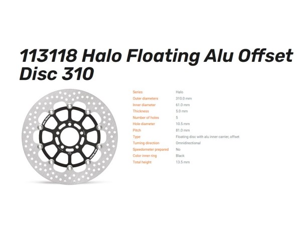Moto-Master Bremsscheibe Halo floating vorn passend für Kawasaki - 113118