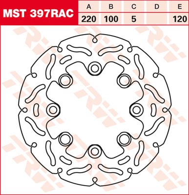 TRW Lucas Racing Bremsscheibe hinten MST 397 RAC mit ABE passend für Kawasaki ER-6 650 N ABS links/l