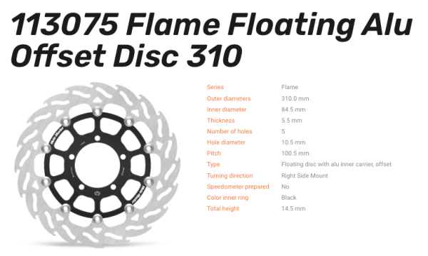 Moto-Master Bremsscheibe Floating-Alu Flame-Racing-Serie vorn passend für Triumph - 113075