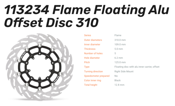 Moto-Master Bremsscheibe Flame Floating-Alu Disc Offset vorne passend für Honda - 113234