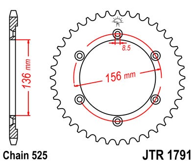 Kettenrad Aluminium 41 43 44 45 Zähne (525) Einzelanfertigung passend für Suzuki DR650 SE / XF Freew