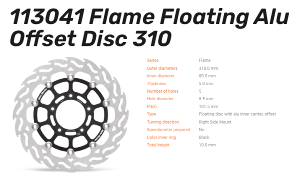 Moto-Master Bremsscheibe Flame Floating-Alu Disc Offset vorne passend für MV Agusta - 113041