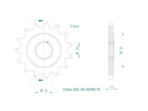 Ritzel 15 Zähne (520) passend für Triumph Daytona 660