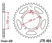 Kettenrad Alu 42 bis 54 Zähne (420) Kawasaki KX60 / KX80 / Suzuki RM60