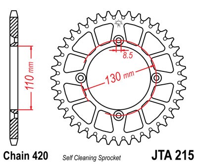 Kettenrad Alu 48 bis 55 Zähne mit Schlammnuten (420)