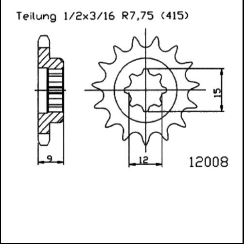 Kettenritzel Stahl 9 10 11 Zähne - (415) passend für KTM 50