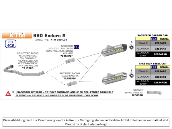 ARROW - Verbindungsrohr passend für KTM 690 Enduro R / 690 SMC R; Baujahre: 2019-2021