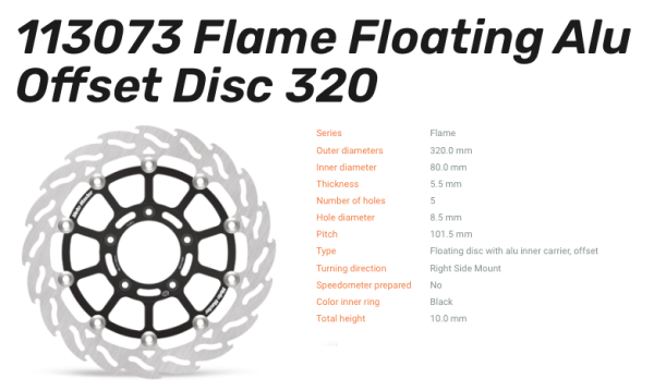Moto-Master Bremsscheibe Floating-Alu Flame-Racing-Serie vorn passend für MV Agusta - 113073