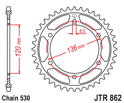 Kettenrad 38 44 45 46 Zähne - (530) passend für Yamaha FZ600 XJ600 RD500